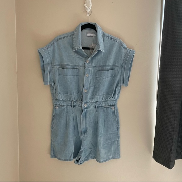 Tamnoon Denim.. Short Sleeve Short Romper, NWT Size M - Picture 1 of 13